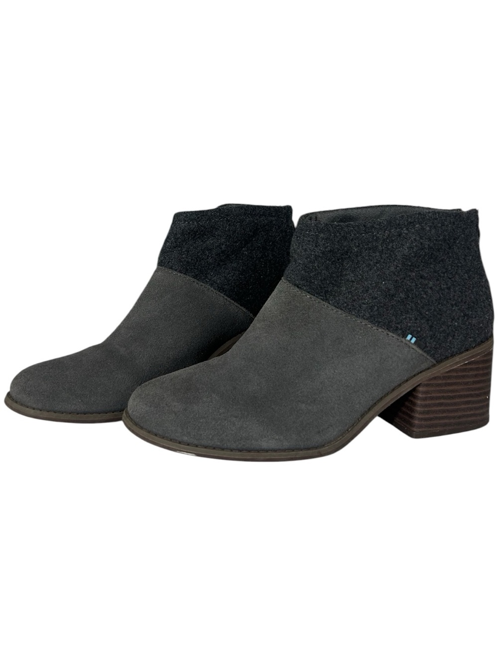 Toms Lacey Ankle Boots Suede Wool Grey Size 9.5”